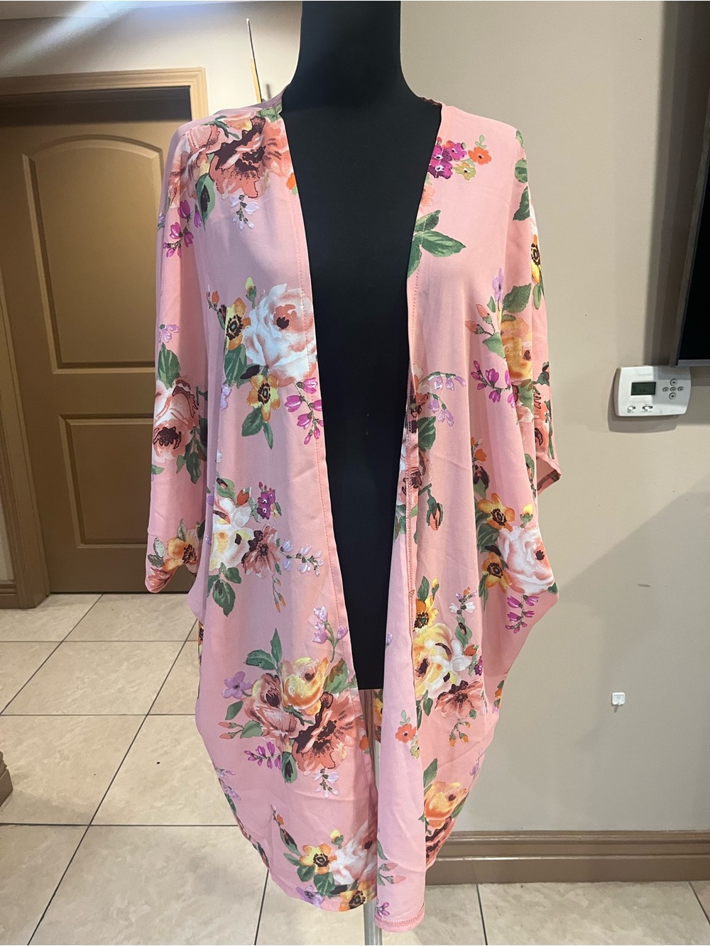 TeenBell Pink Floral Lightweight Kimono